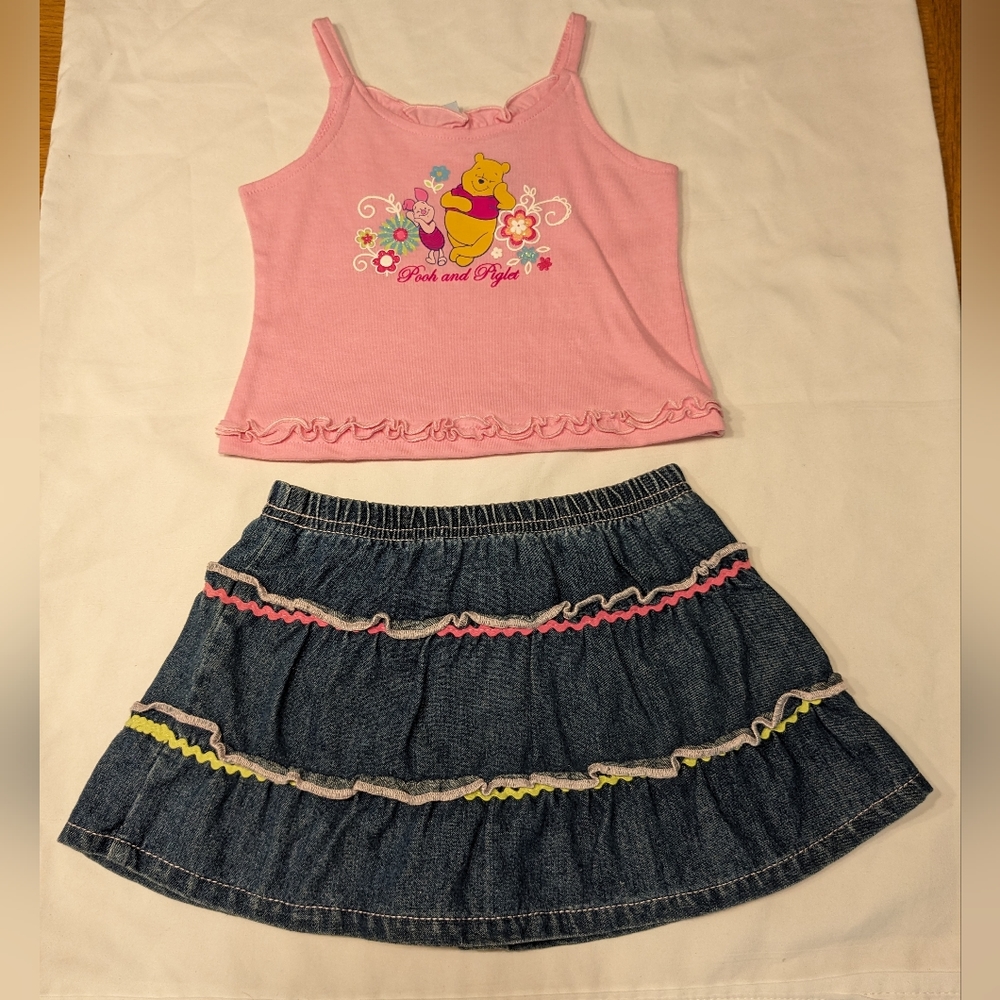 Disney Winnie the Pooh and Piglet 2 Piece Set Tank Top and Skort 18 Mont…